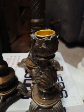 Set Of 4 Antique-Style Bronze Finish Candle Holder - Bronze/Gold